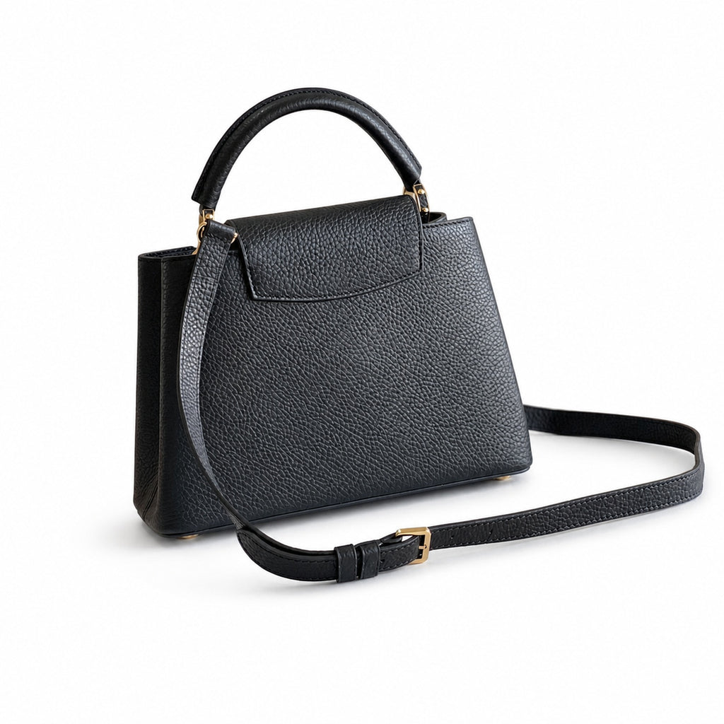 Louis Vuitton Capucines Small Leather Black Gold Handbag