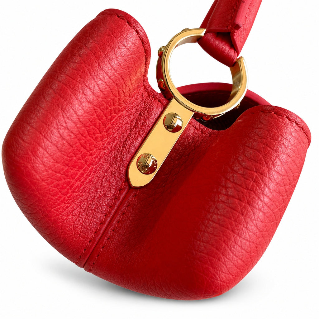 Louis Vuitton Capucines Small Leather Red Gold Handbag