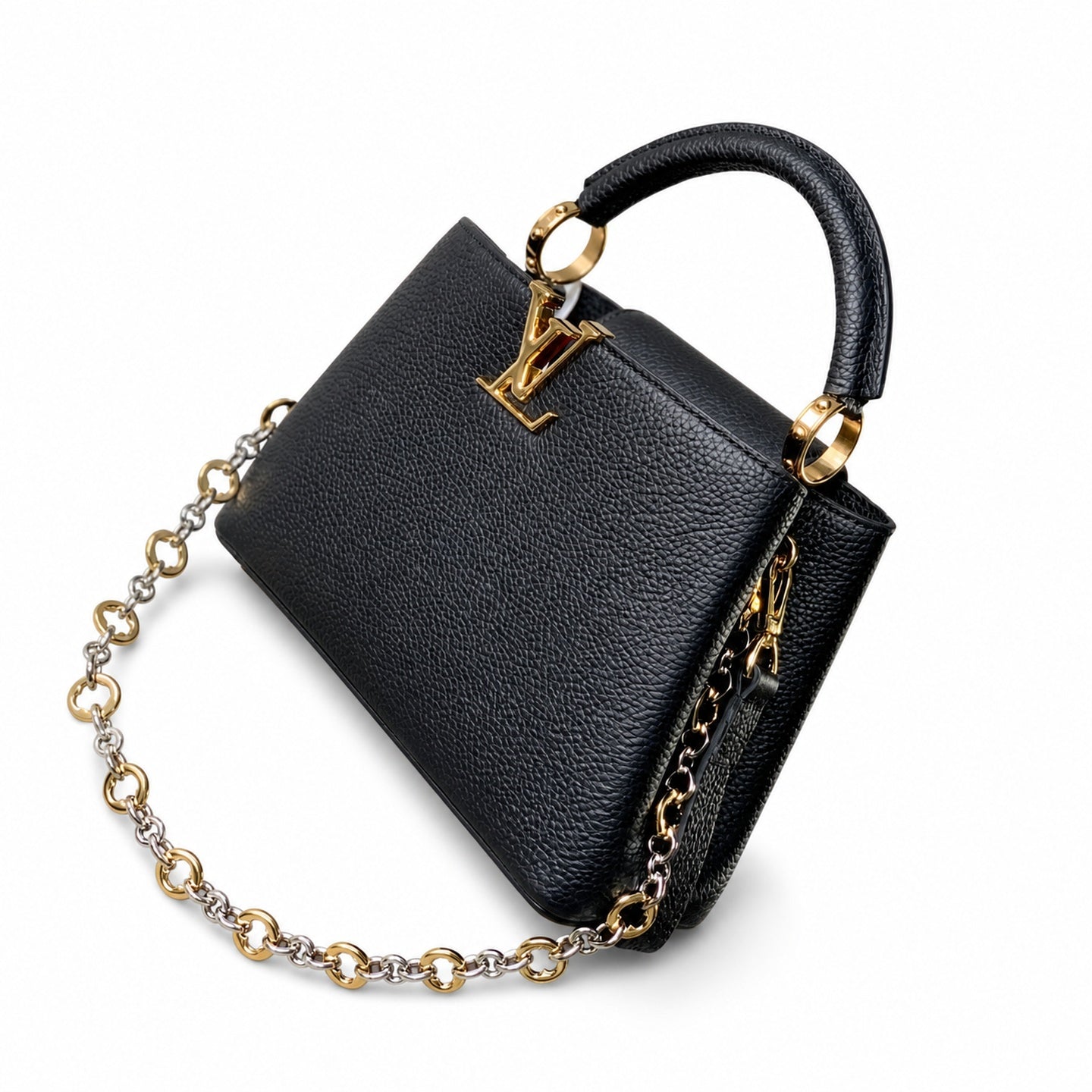 Louis Vuitton Capucines Small Leather Black Handbag