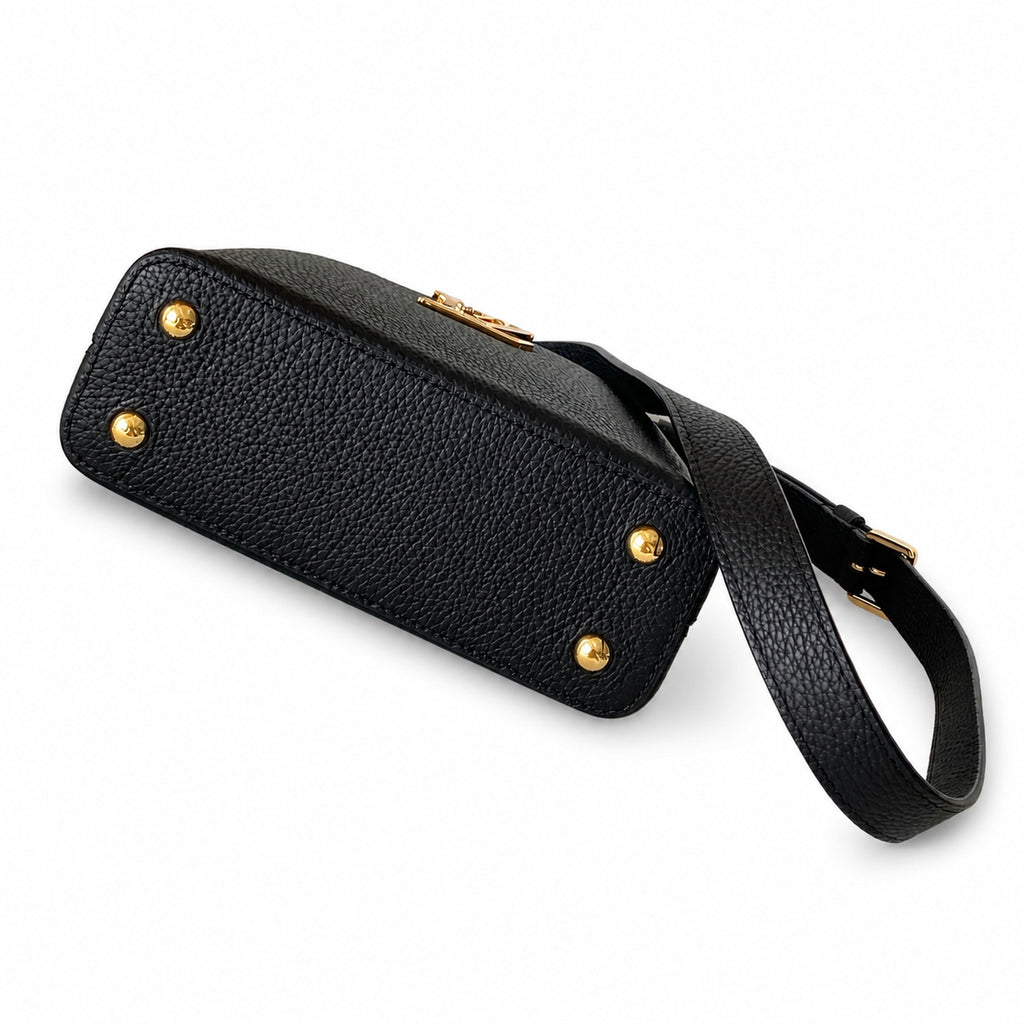Louis Vuitton Capucines Mini Leather Black Yellow Gold Handbag