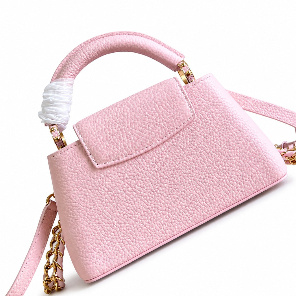 Louis Vuitton Capucines Mini Knit Leather Pink Handbag