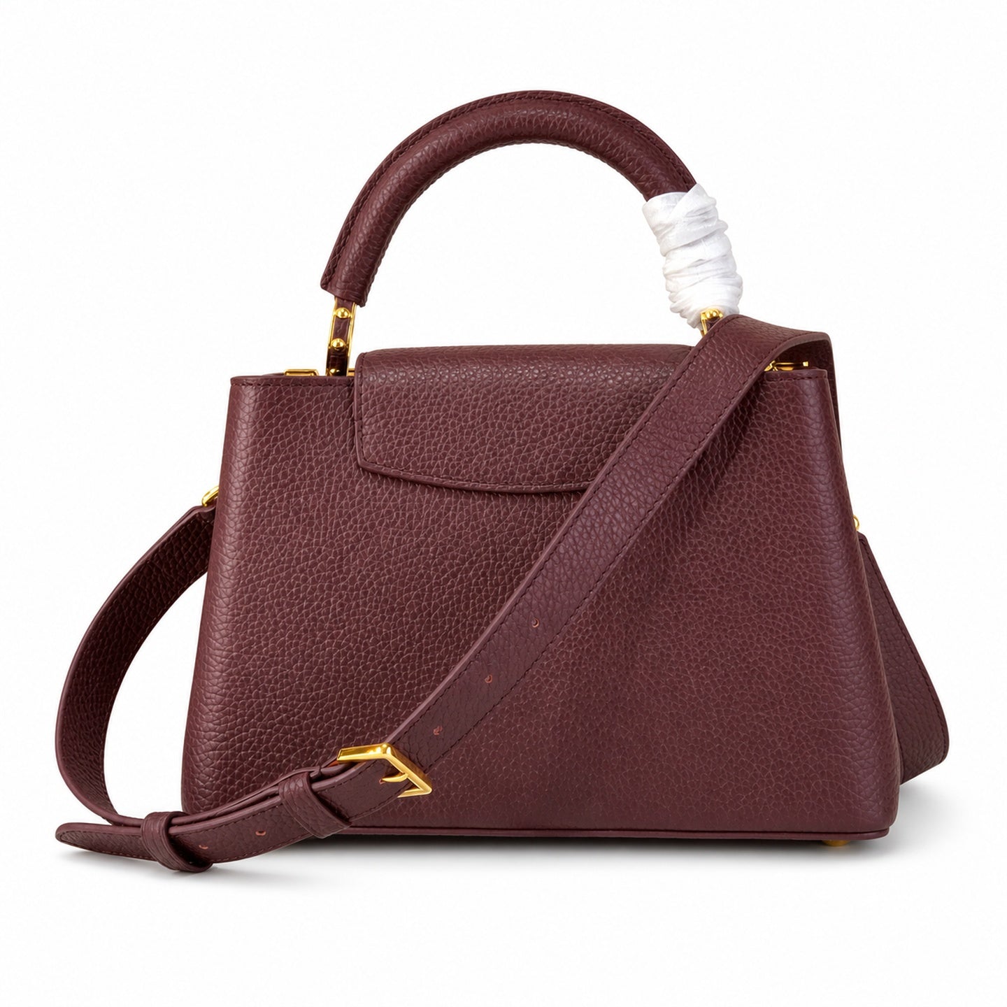 Louis Vuitton Capucines Leather White Gold Burgundy Handbag