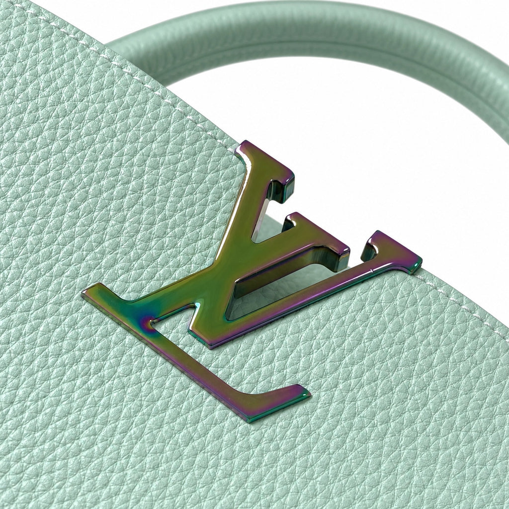 Louis Vuitton Capucines Mini Leather Green Gold Handbag