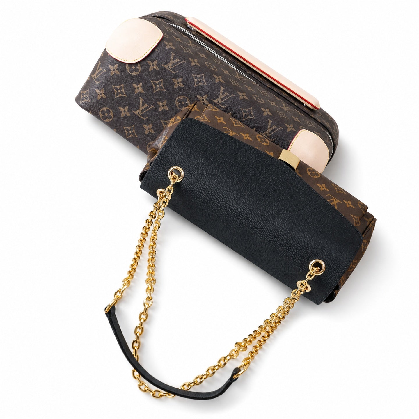 Louis Vuitton Canvas Leather Black Gold Handbag