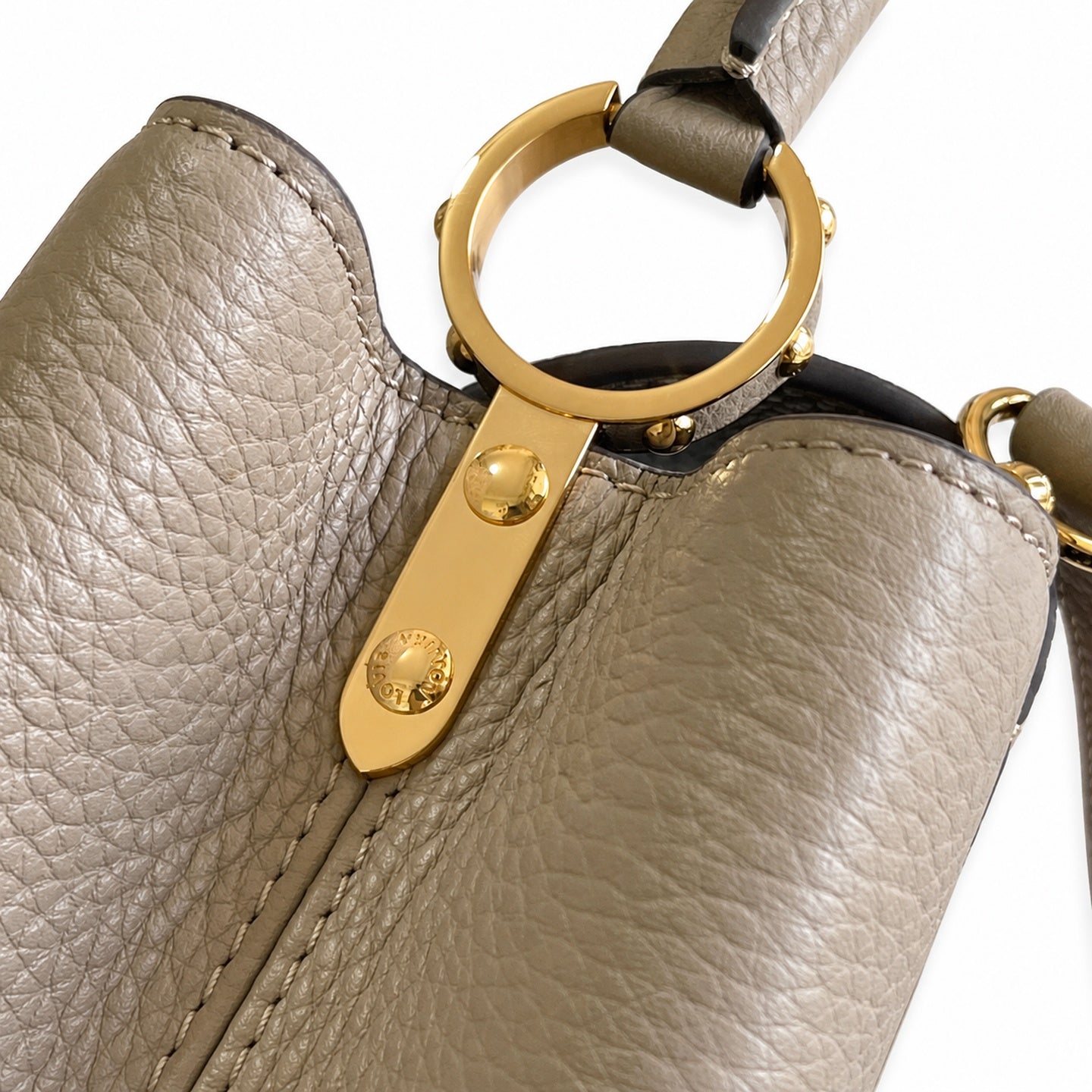 Louis Vuitton Capucines Small Leather Gray Gold Handbag
