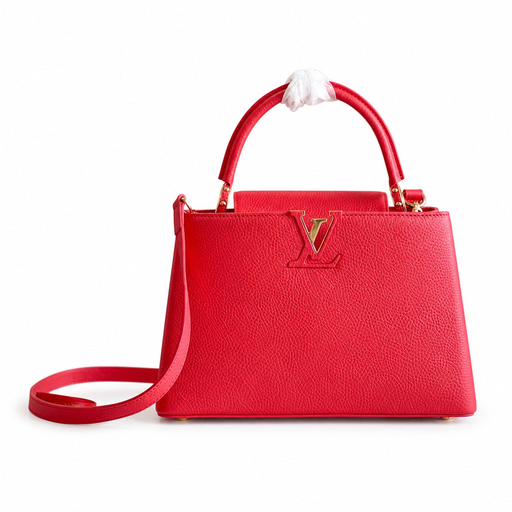 Louis Vuitton Capucines Medium Snakeskin Leather Red Gold Handbag