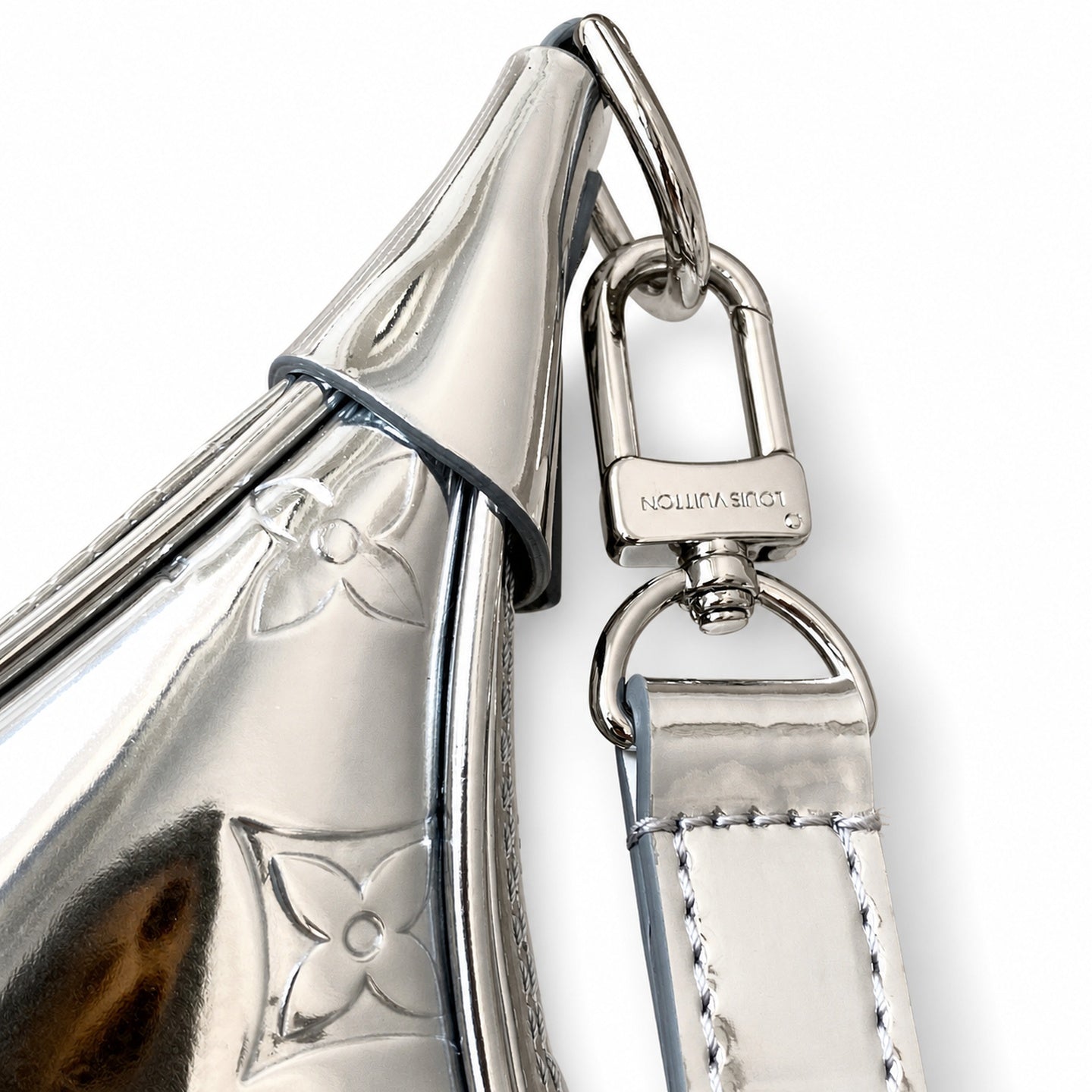 Louis Vuitton Loop Small Canvas Patent Leather Silver Handbag