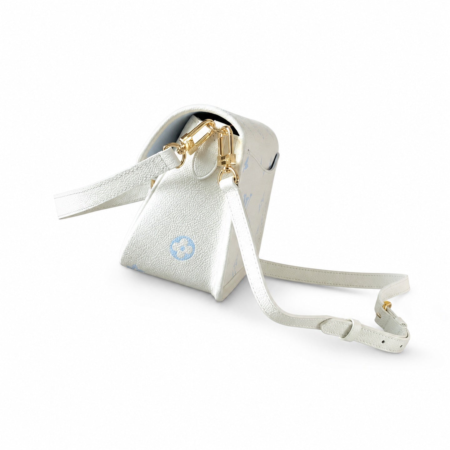 Louis Vuitton Diane Small Leather White Blue Gold Handbag