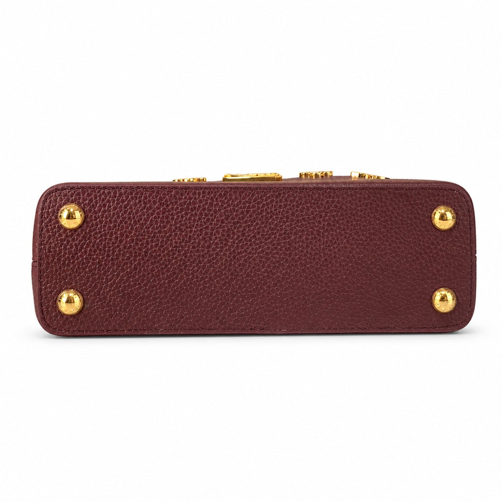 Louis Vuitton Capucines Leather White Gold Burgundy Handbag