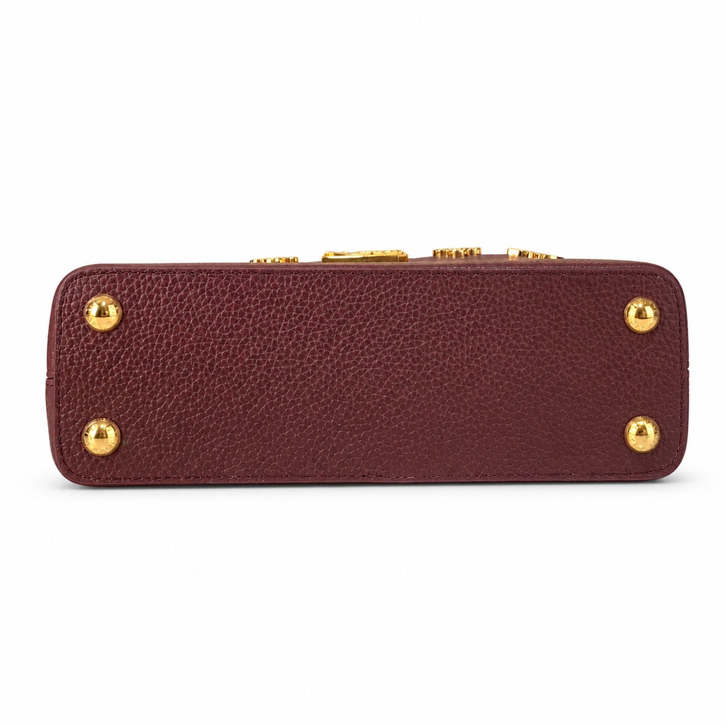 Louis Vuitton Capucines Leather White Gold Burgundy Handbag