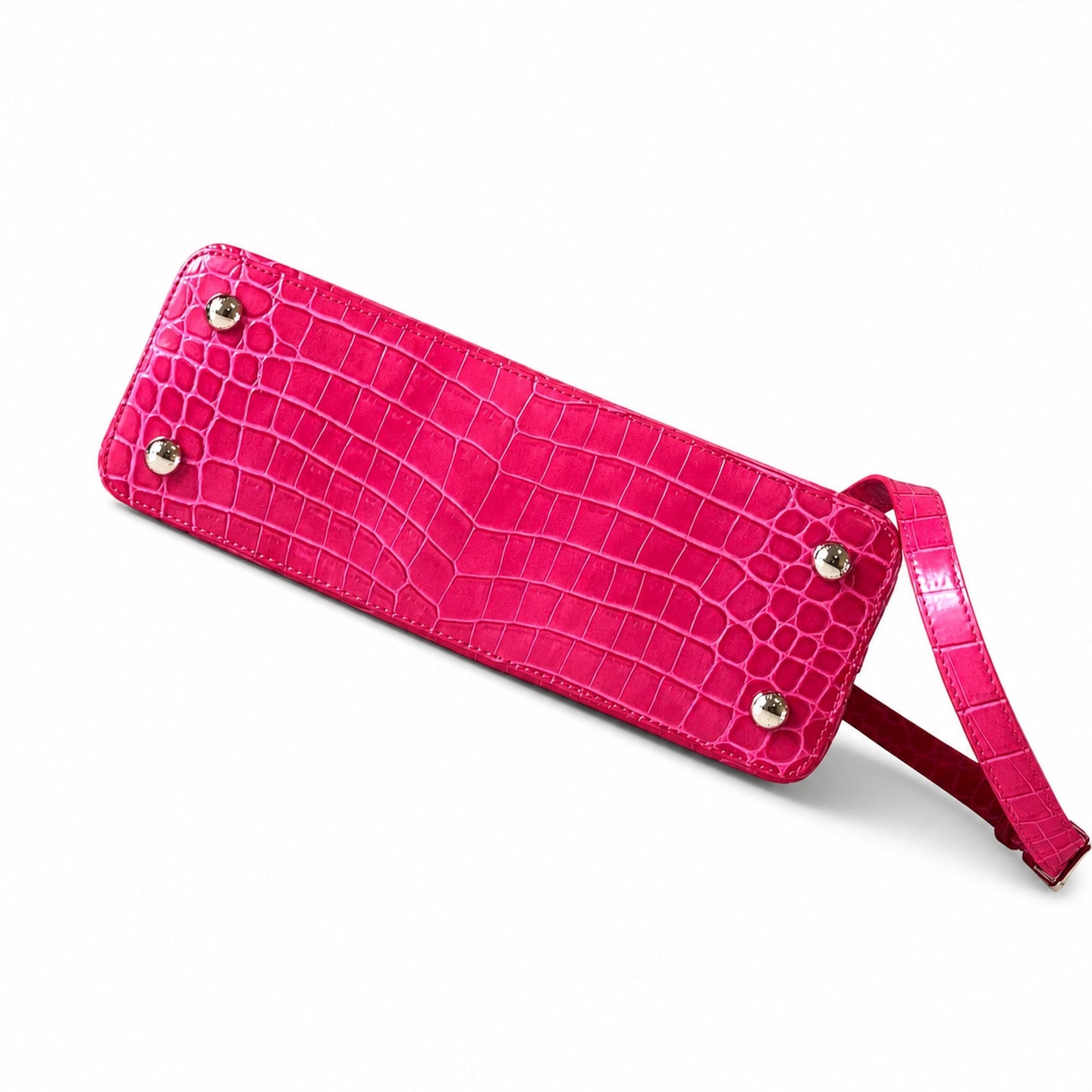 Louis Vuitton Capucines Medium Croc-Embossed Leather Pink Silver Handbag