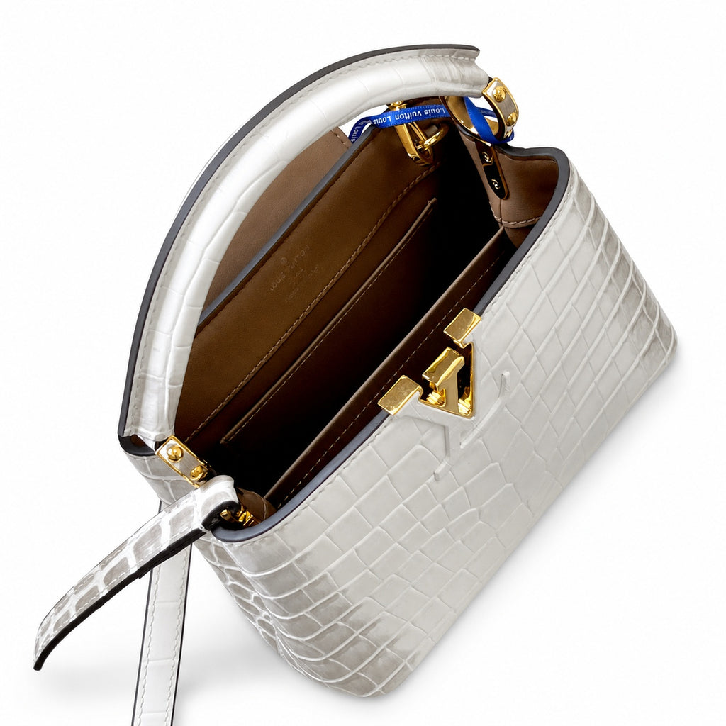 Louis Vuitton Capucines Mini Leather White Gold Handbag