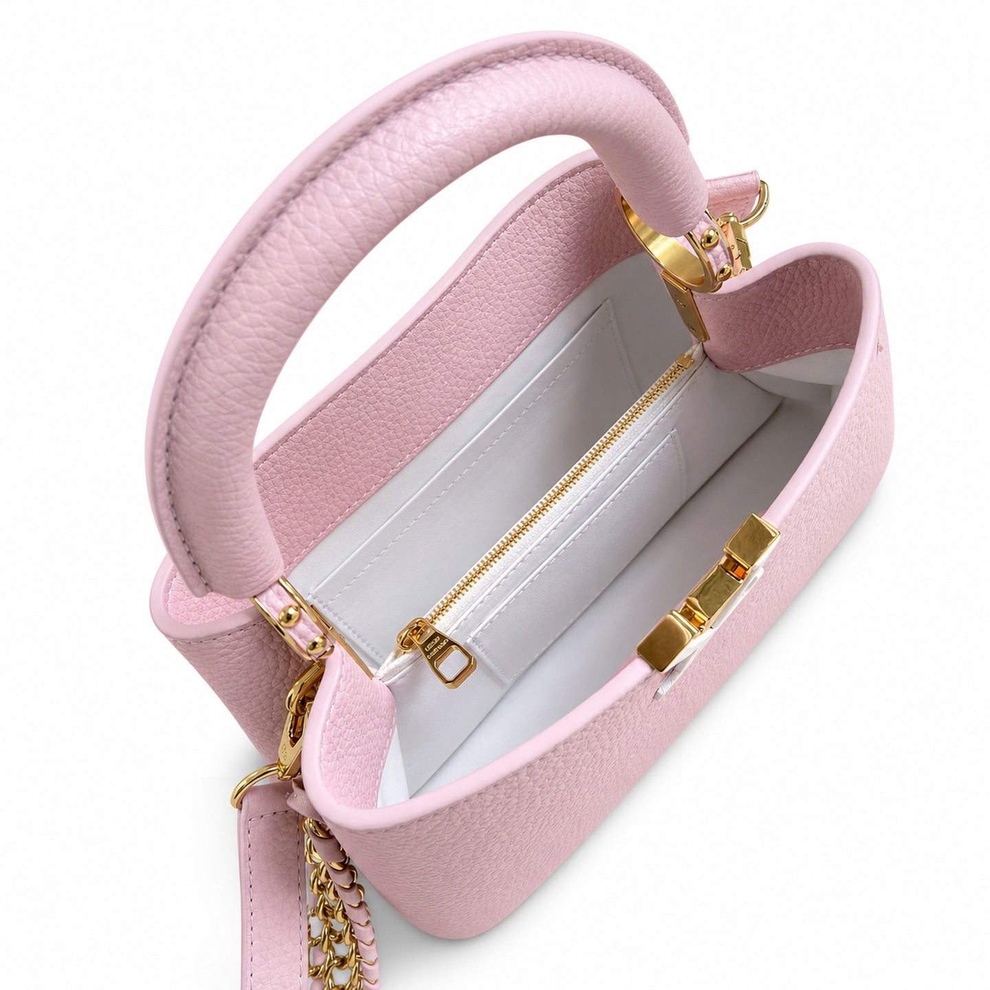 Louis Vuitton Capucines Small Knit Leather Pink Handbag