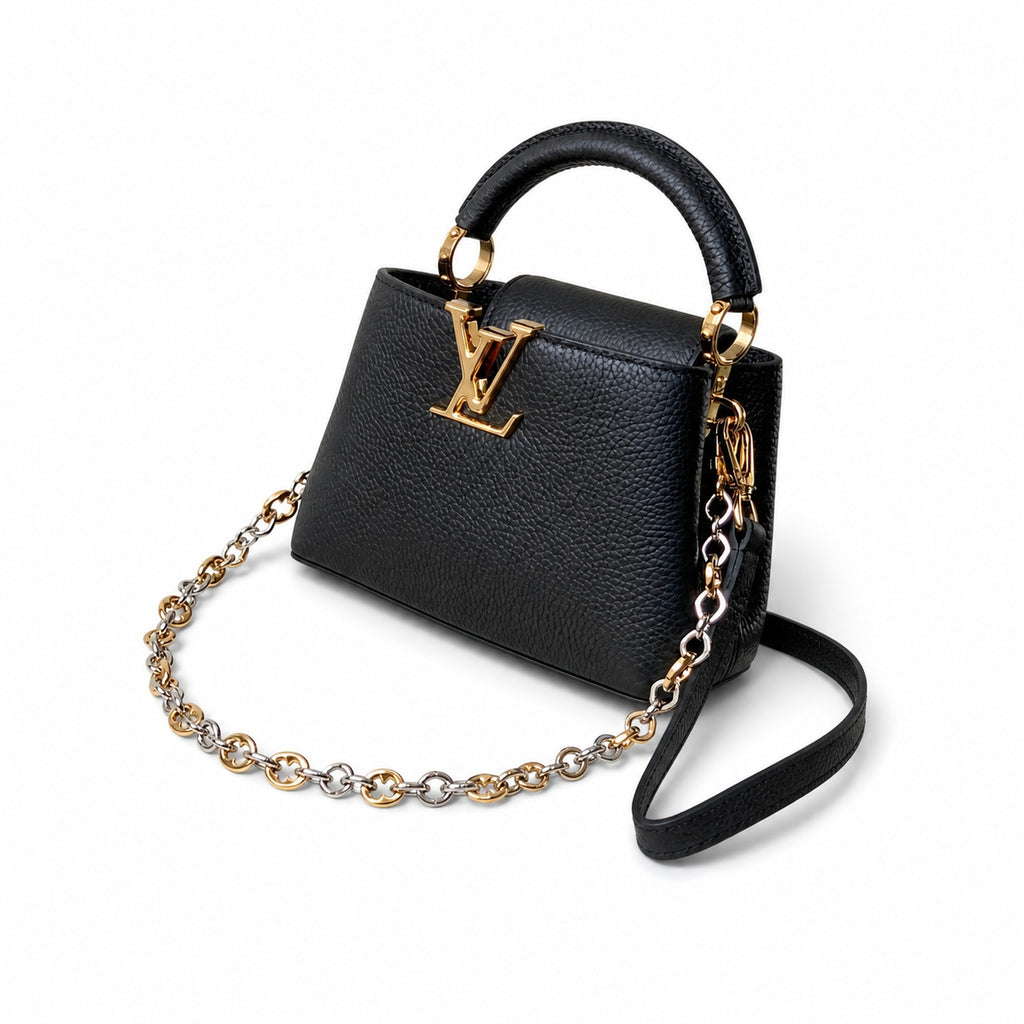 Louis Vuitton Capucines Mini Leather Black Handbag