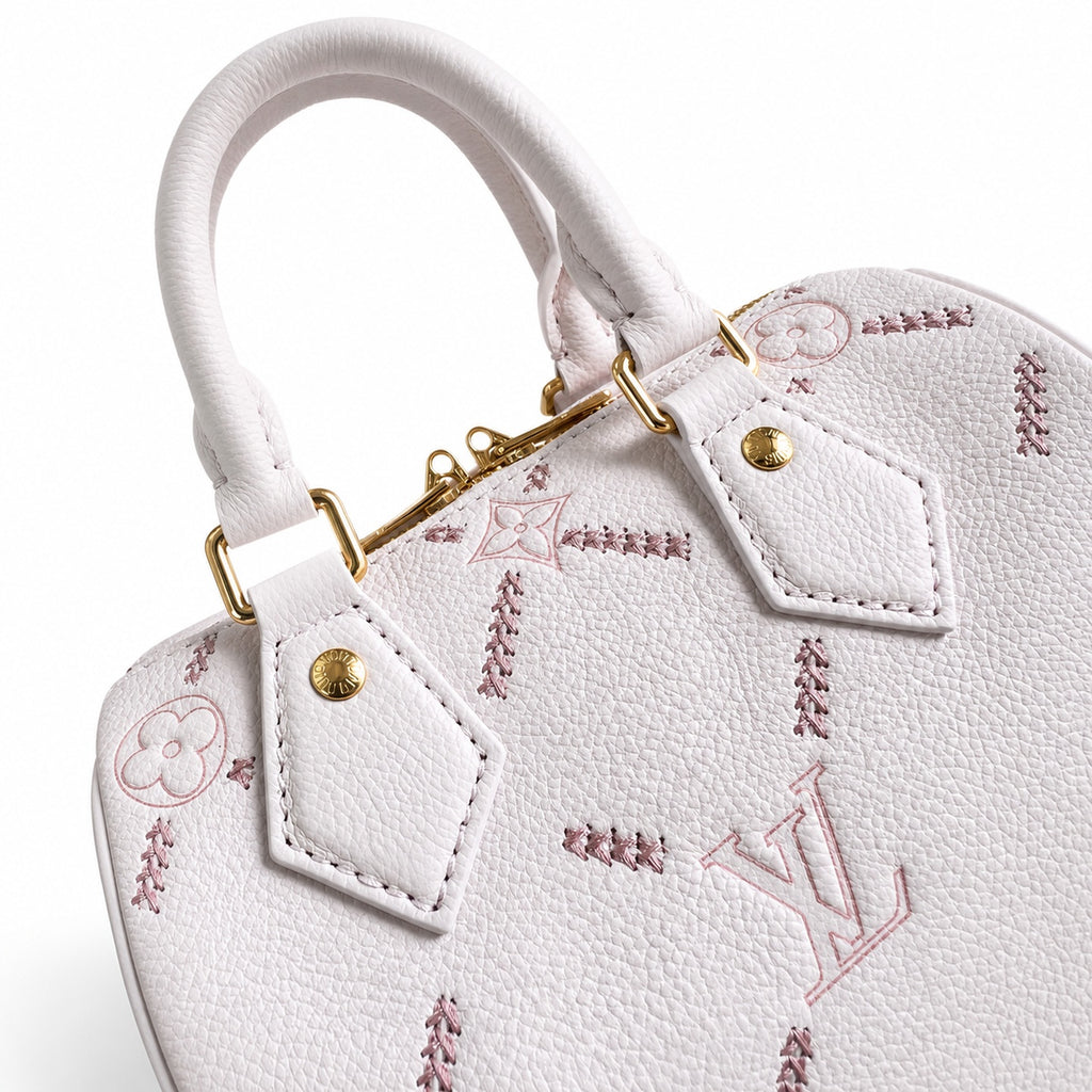 Louis Vuitton Speedy Bandouliere Embroidered Leather Pink Handbag