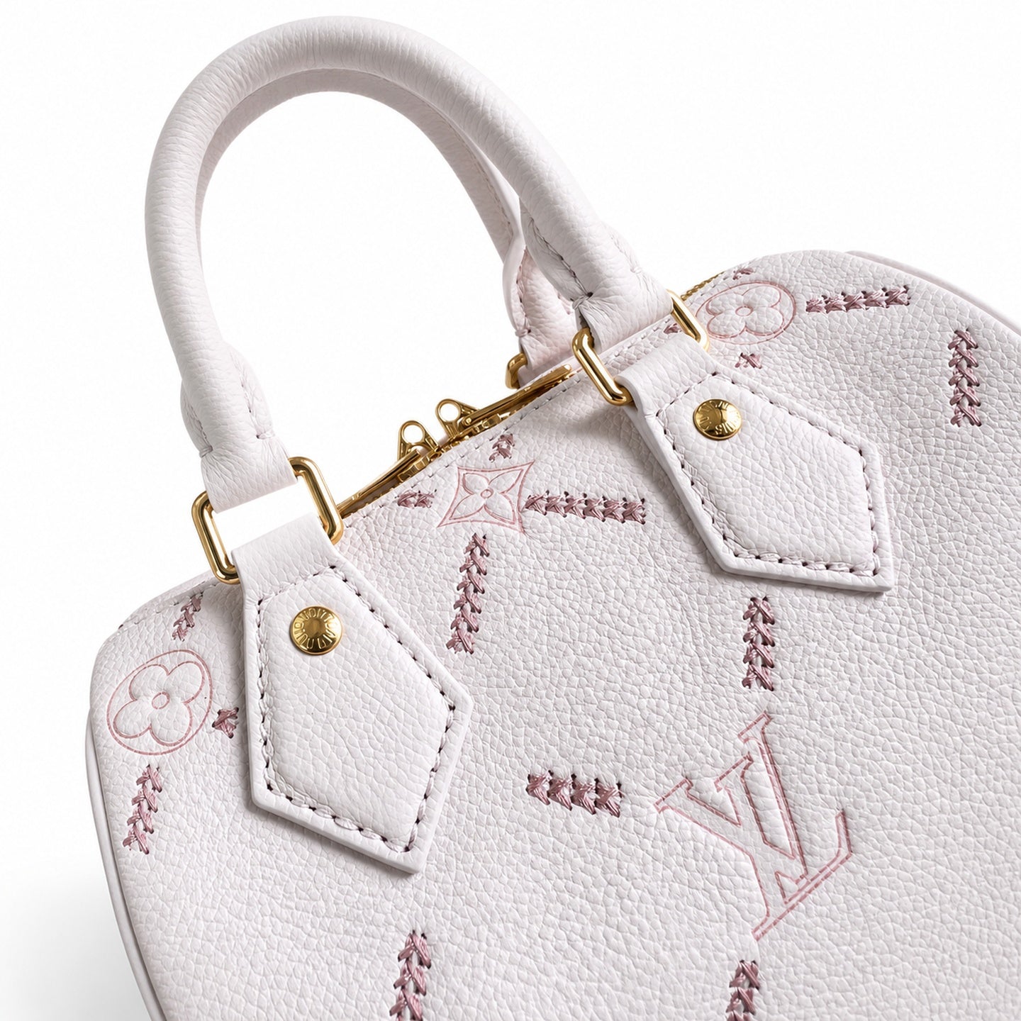 Louis Vuitton Speedy Bandouliere Embroidered Leather Pink Handbag