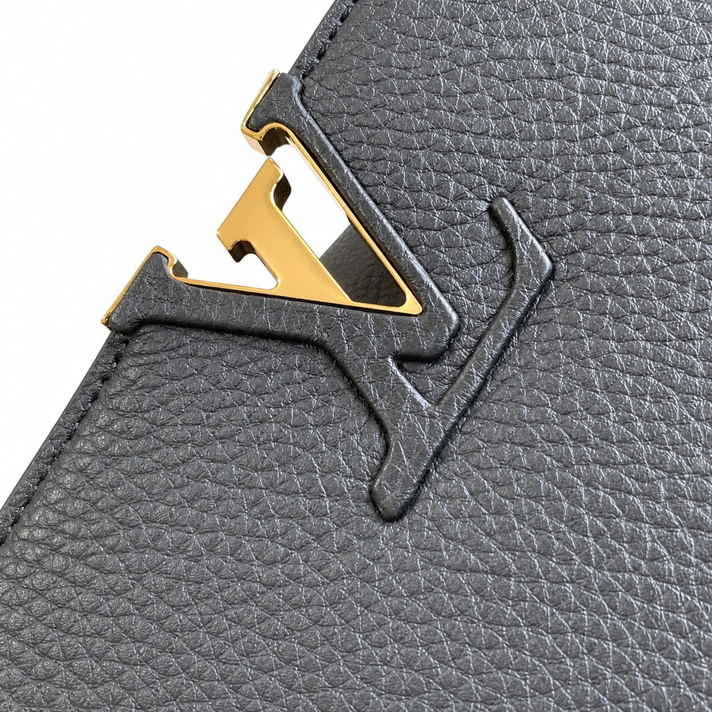 Louis Vuitton Capucines Medium Snakeskin Leather Black Gold Handbag