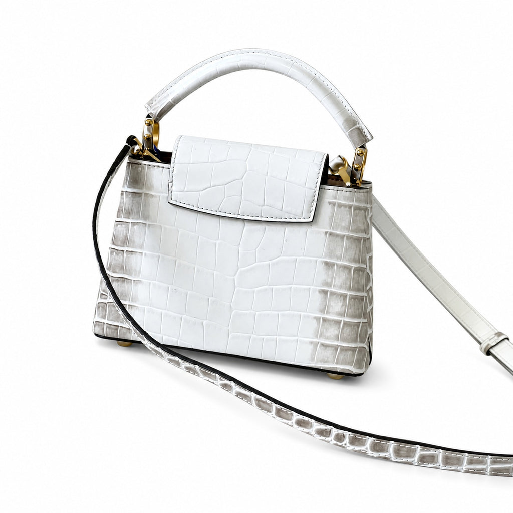 Louis Vuitton Capucines Mini Leather White Gold Handbag