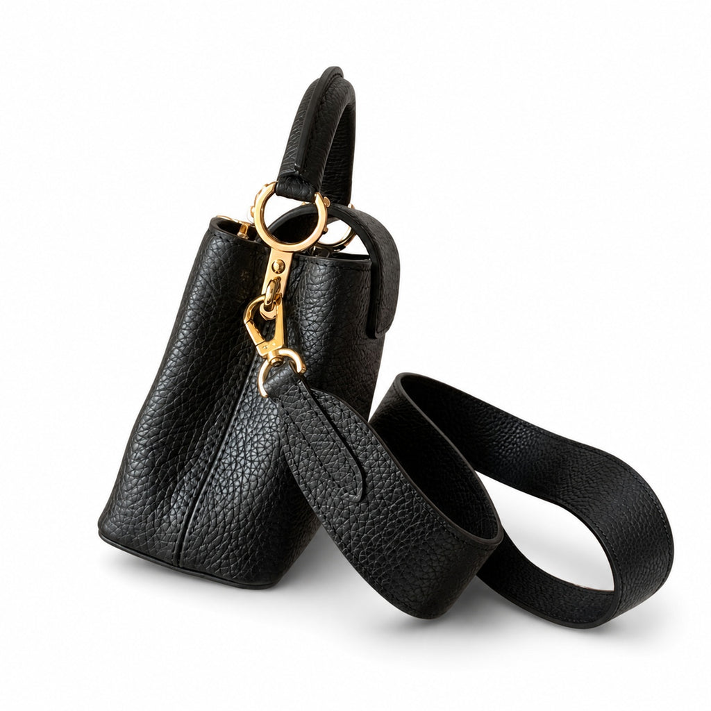 Louis Vuitton Capucines Leather Black Gold Handbag