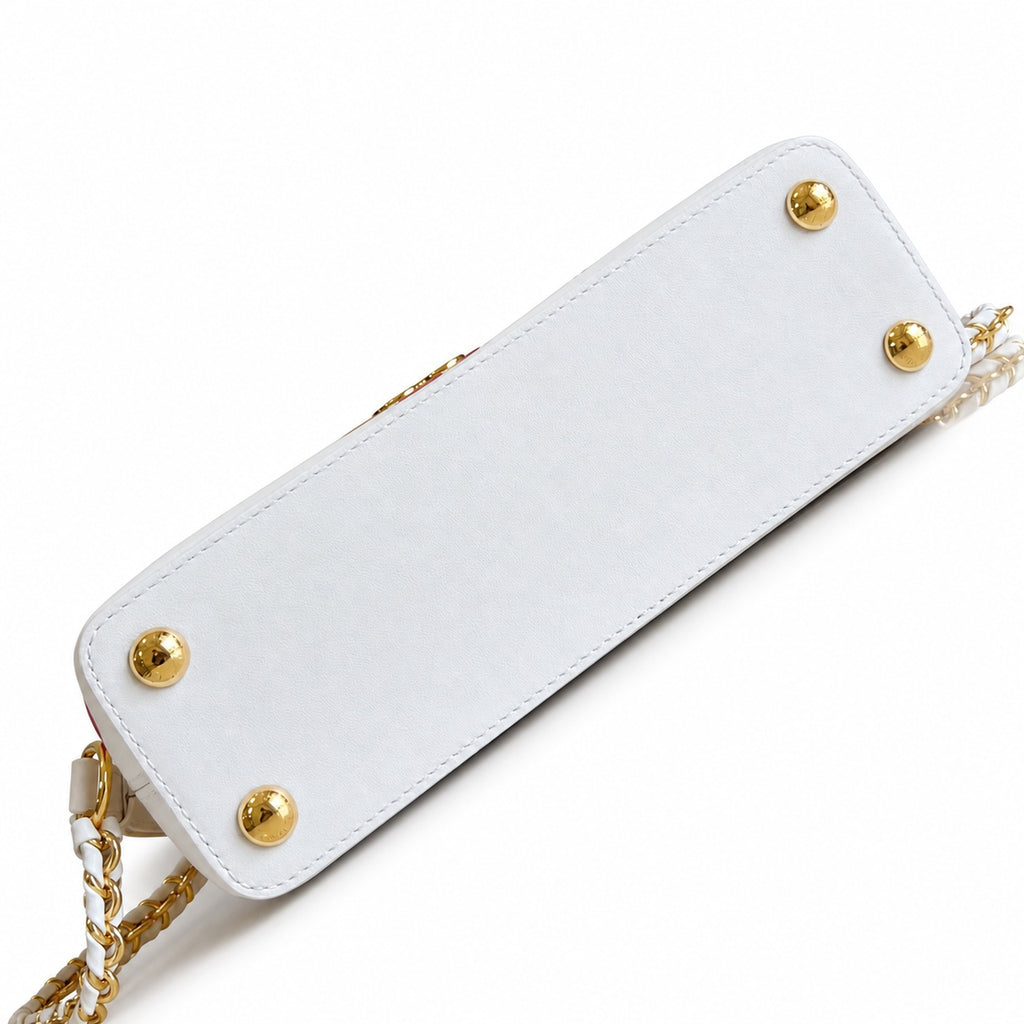 Louis Vuitton Capucines Takashi Murakami Small Leather White Handbag
