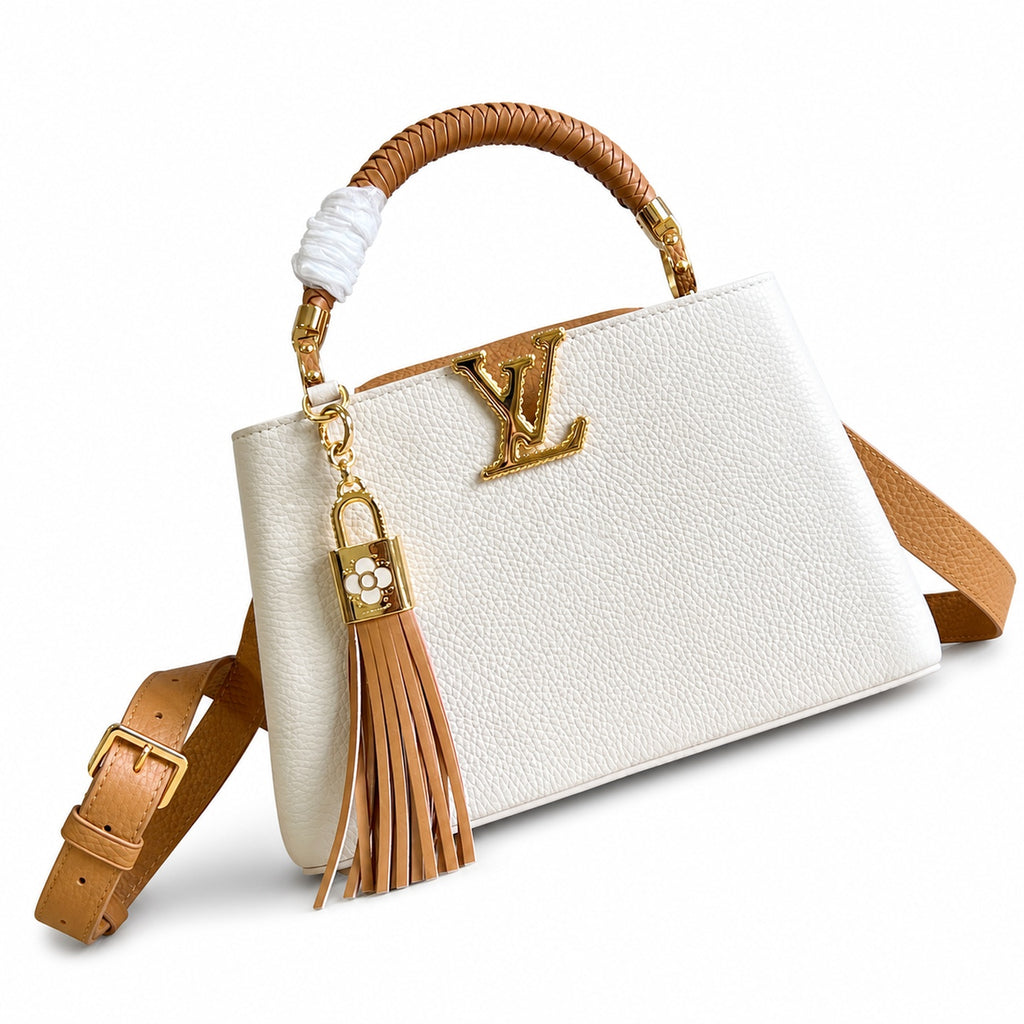 Louis Vuitton Capucines Small Leather White Brown Handbag