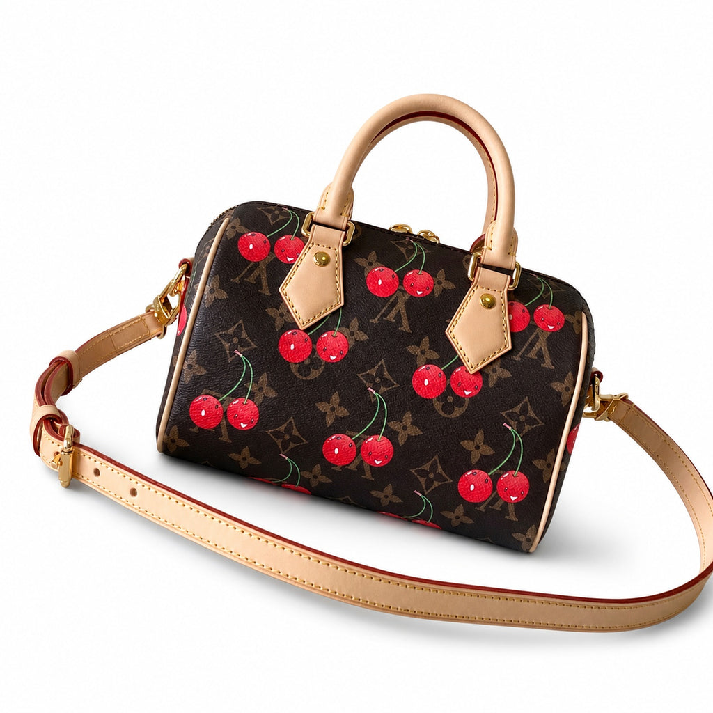 Louis Vuitton Speedy Bandouliere Takashi Murakami Canvas Leather Handbag