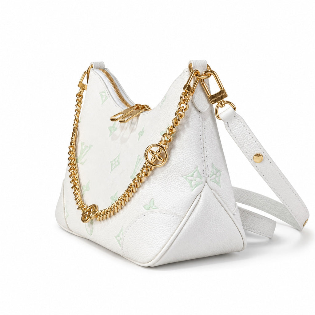 Louis Vuitton Boulogne Small Silk Jacquard Leather Green Gold Handbag