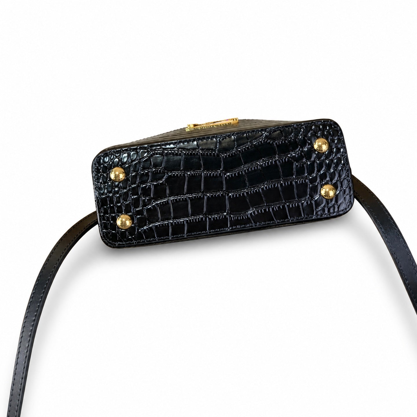Louis Vuitton Capucines Mini Croc-Embossed Leather Black Handbag