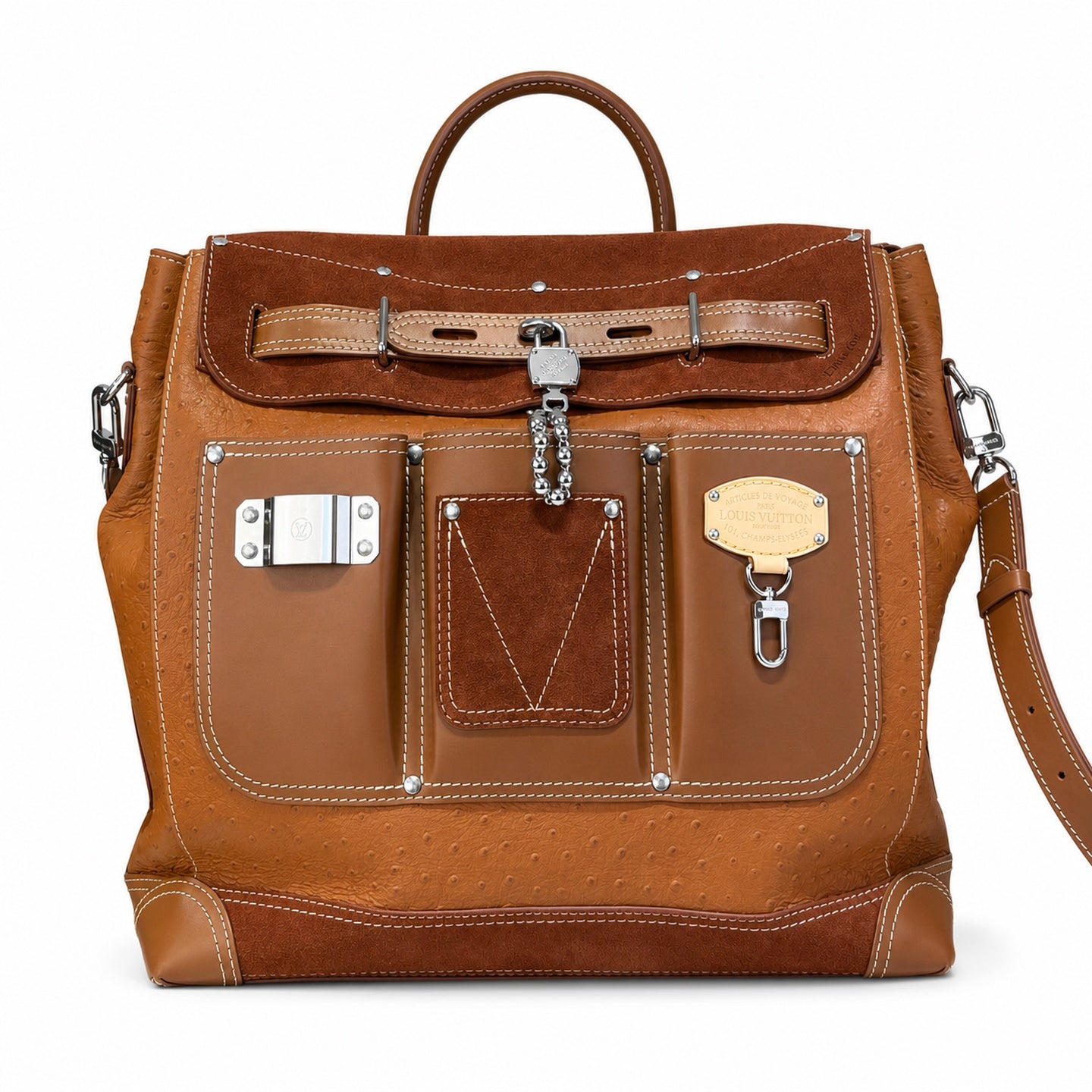 Louis Vuitton Suede Leather Brown Handbag