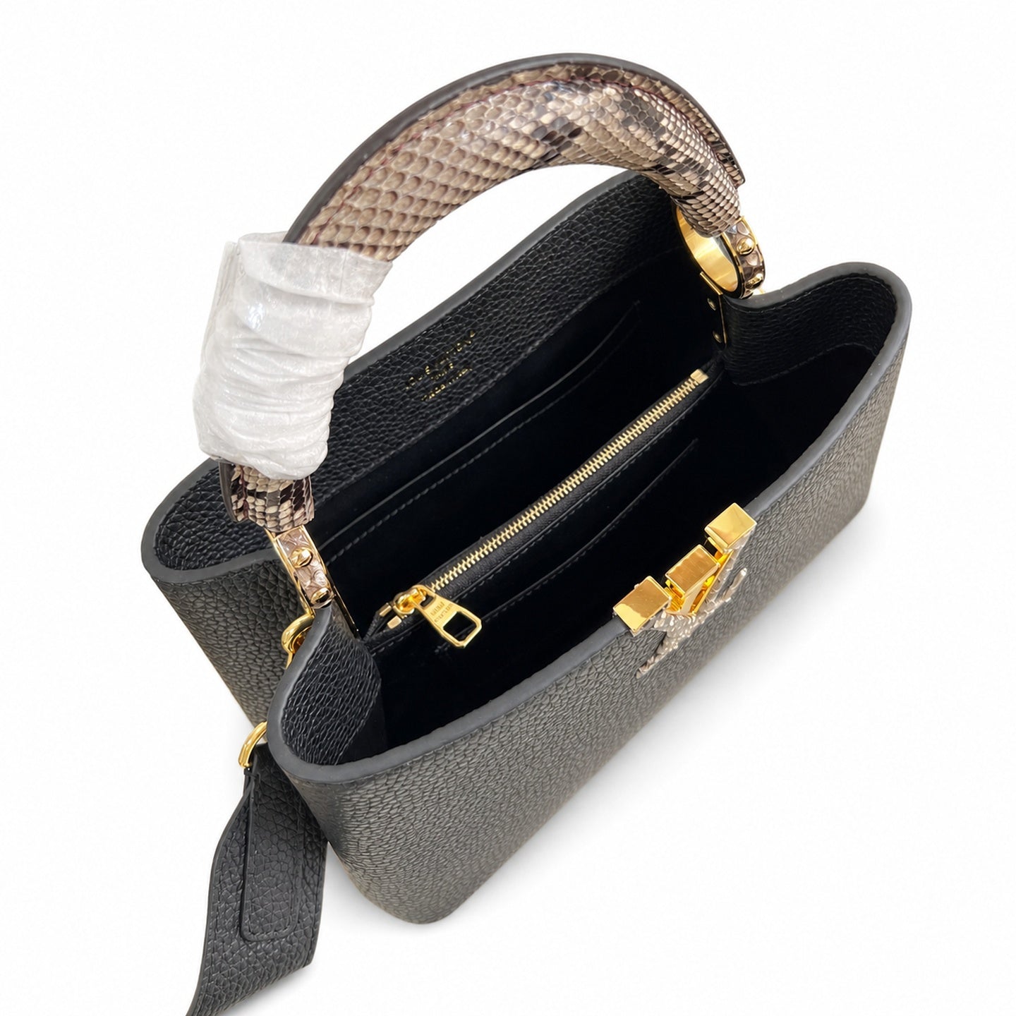Louis Vuitton Capucines Small Snakeskin Leather Black Handbag