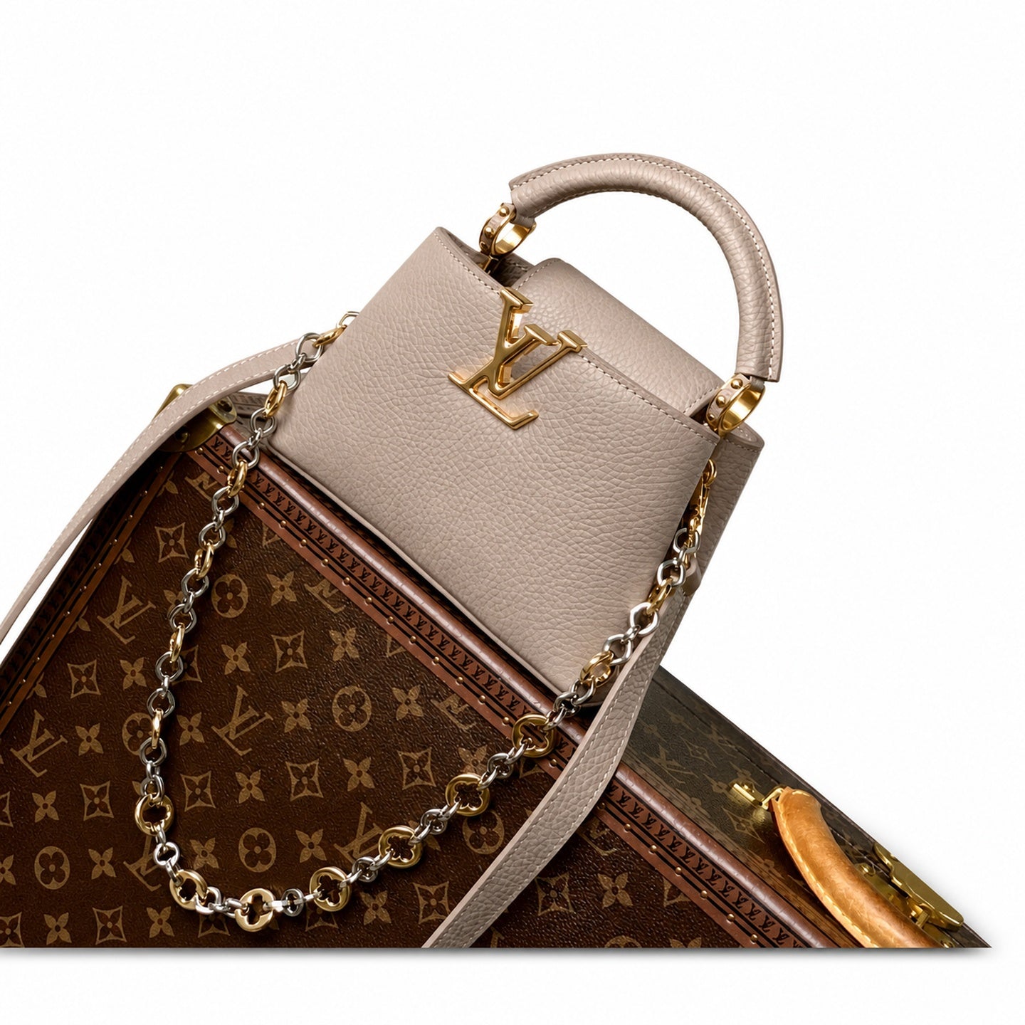 Louis Vuitton Capucines Mini Leather Gray Handbag