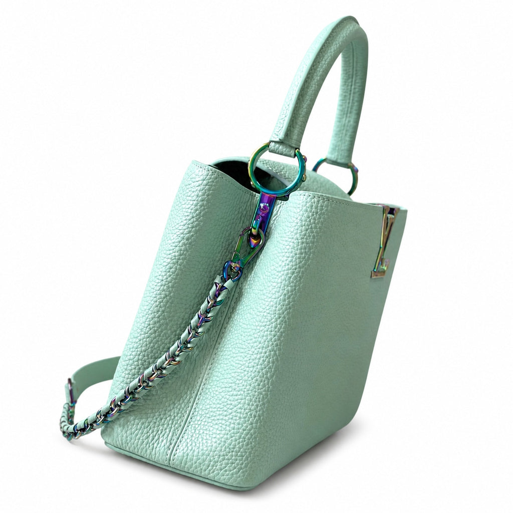 Louis Vuitton Capucines Mini Leather Green Gold Handbag
