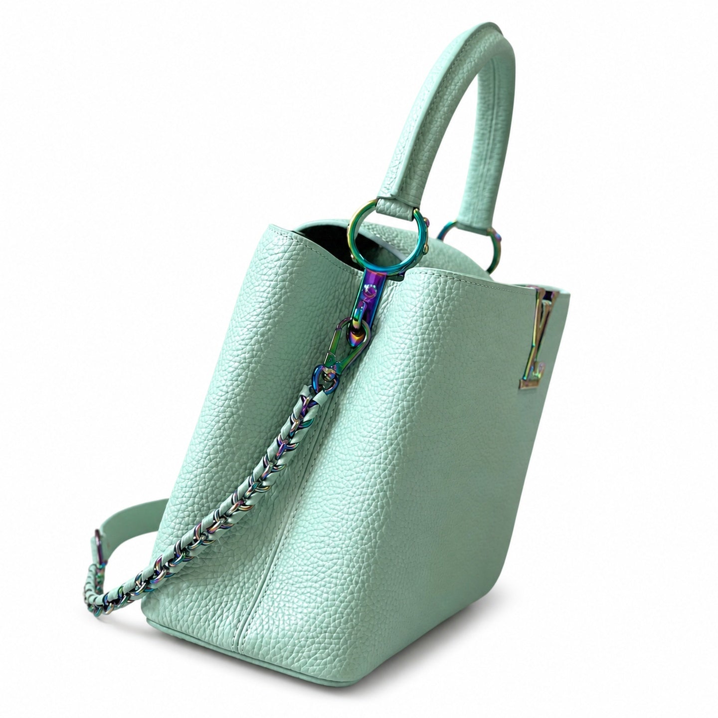 Louis Vuitton Capucines Mini Leather Green Gold Handbag