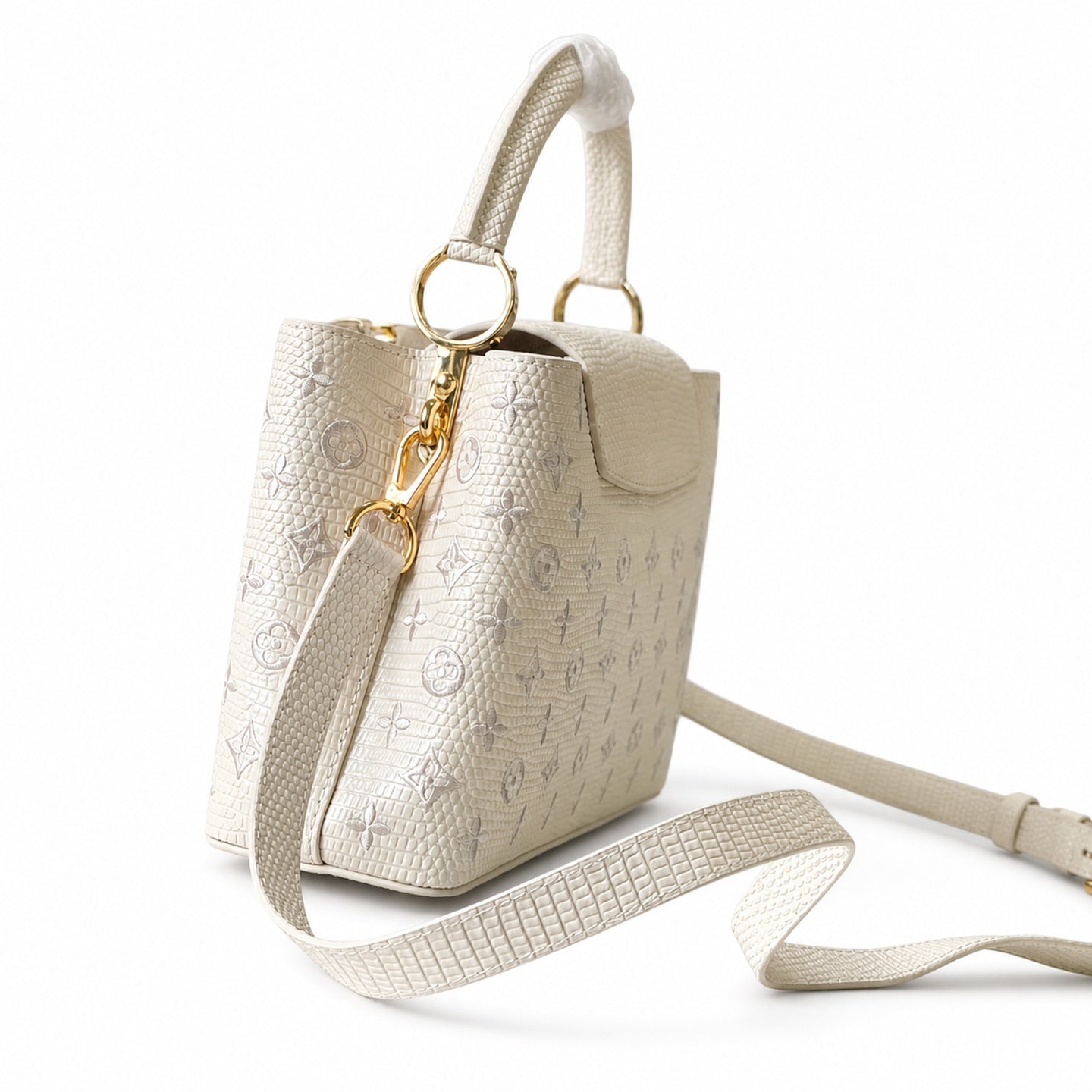 Louis Vuitton Capucines Embroidered Leather White Handbag