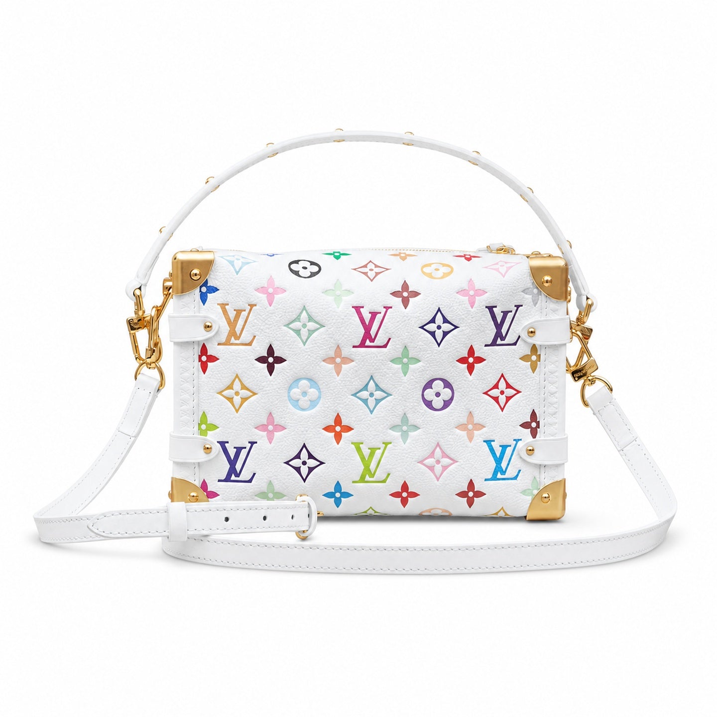 Louis Vuitton Side Trunk Medium Leather White Handbag