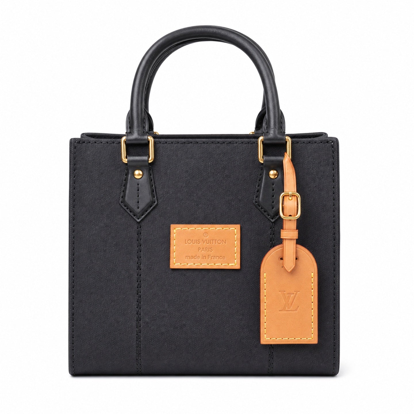 Louis Vuitton Large Canvas Leather Gold Handbag