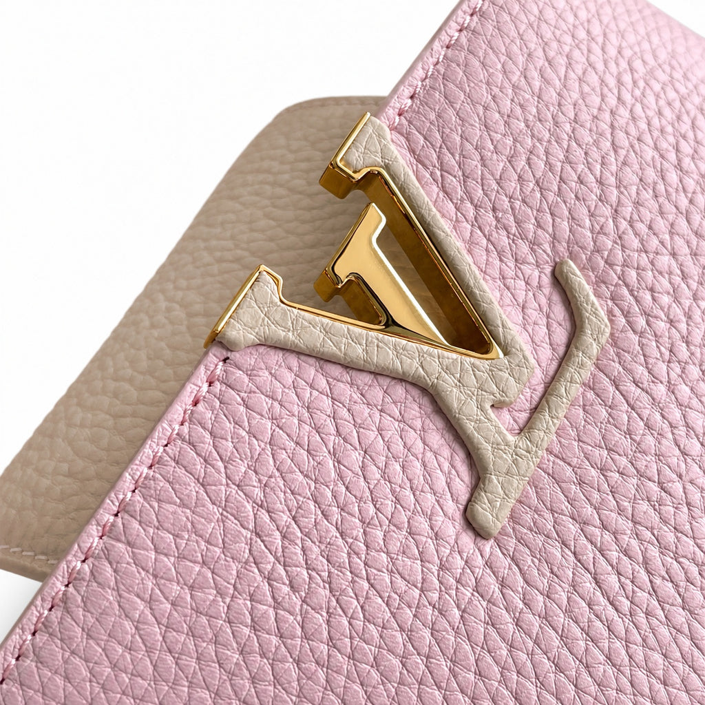 Louis Vuitton Capucines Mini Leather White Pink Gold Handbag