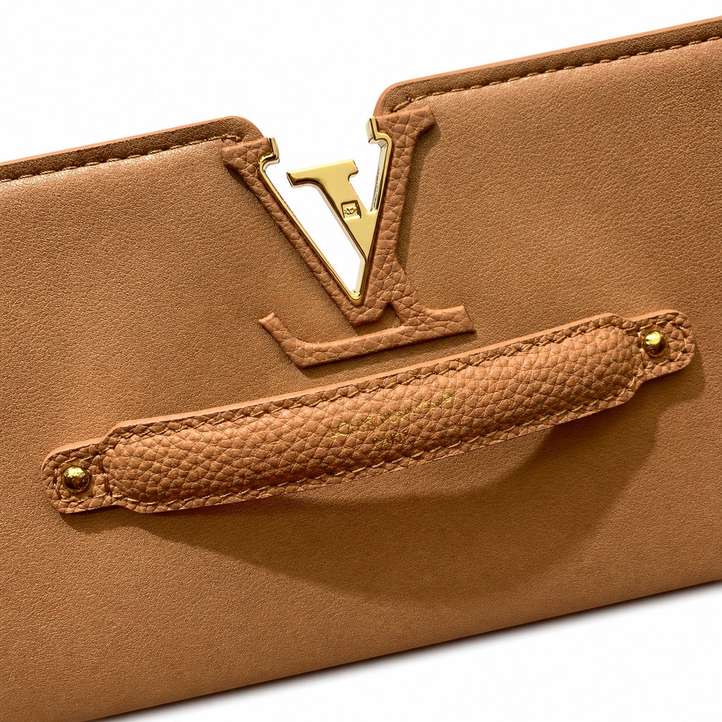 Louis Vuitton Capucines Leather Brown Gold Handbag