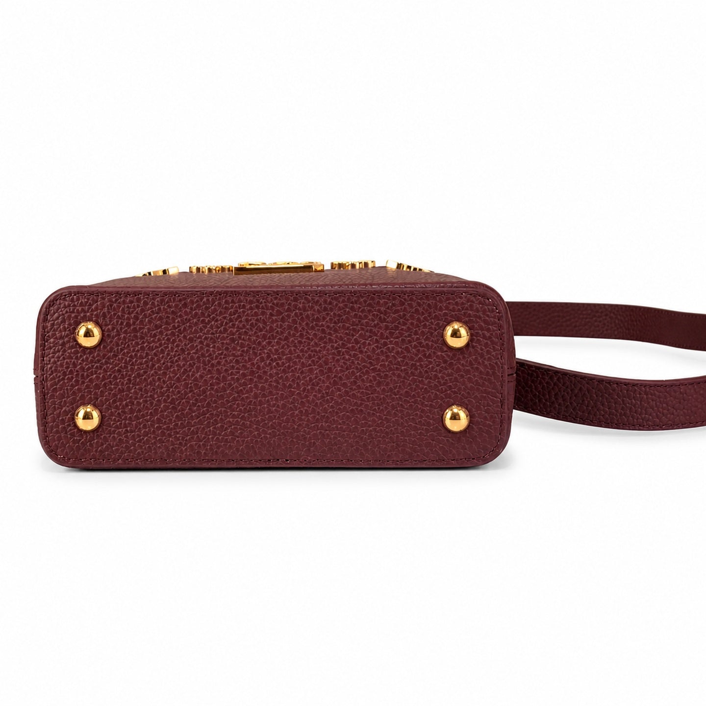 Louis Vuitton Capucines Mini Leather White Gold Burgundy Handbag