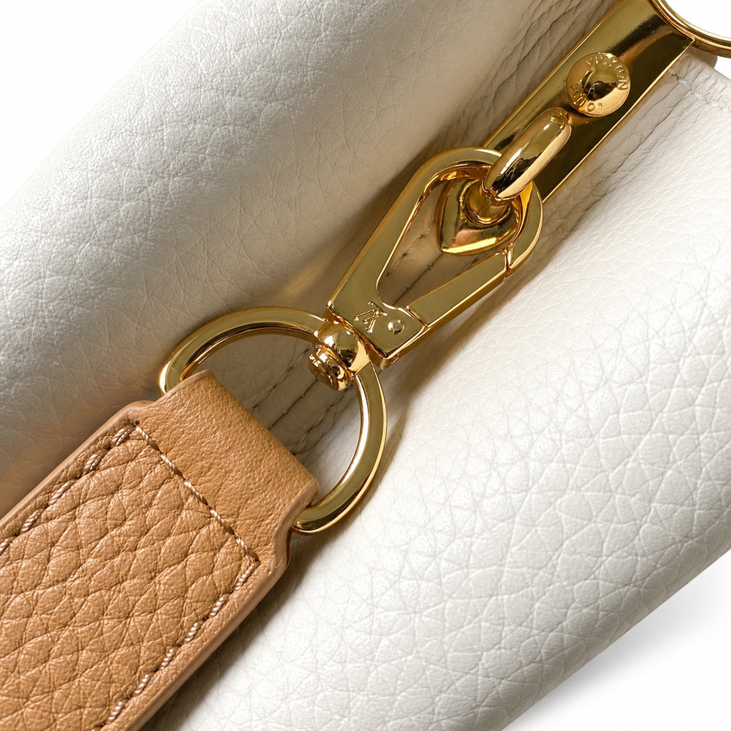 Louis Vuitton Capucines Leather White Brown Handbag