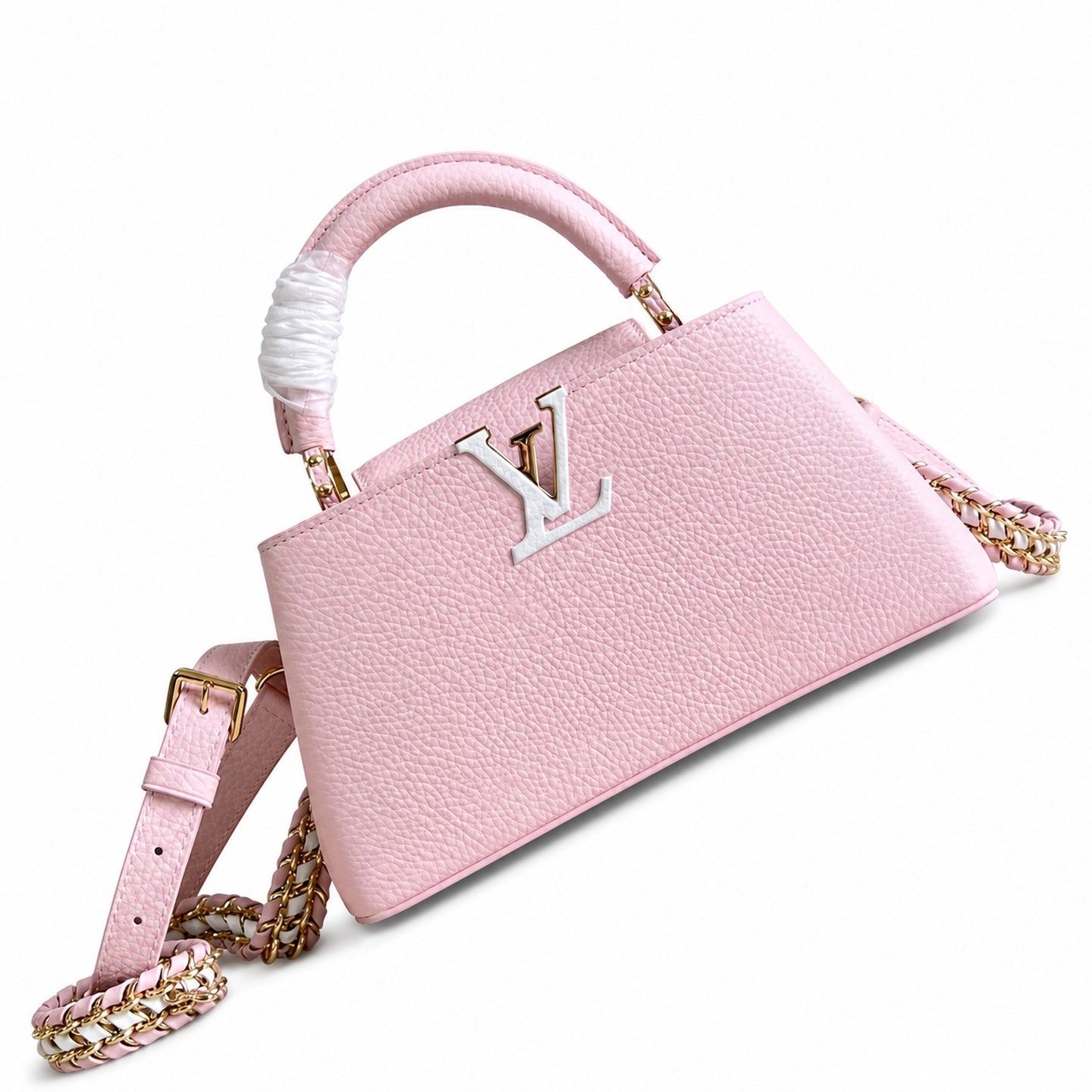 Louis Vuitton Capucines Small Knit Leather Pink Handbag