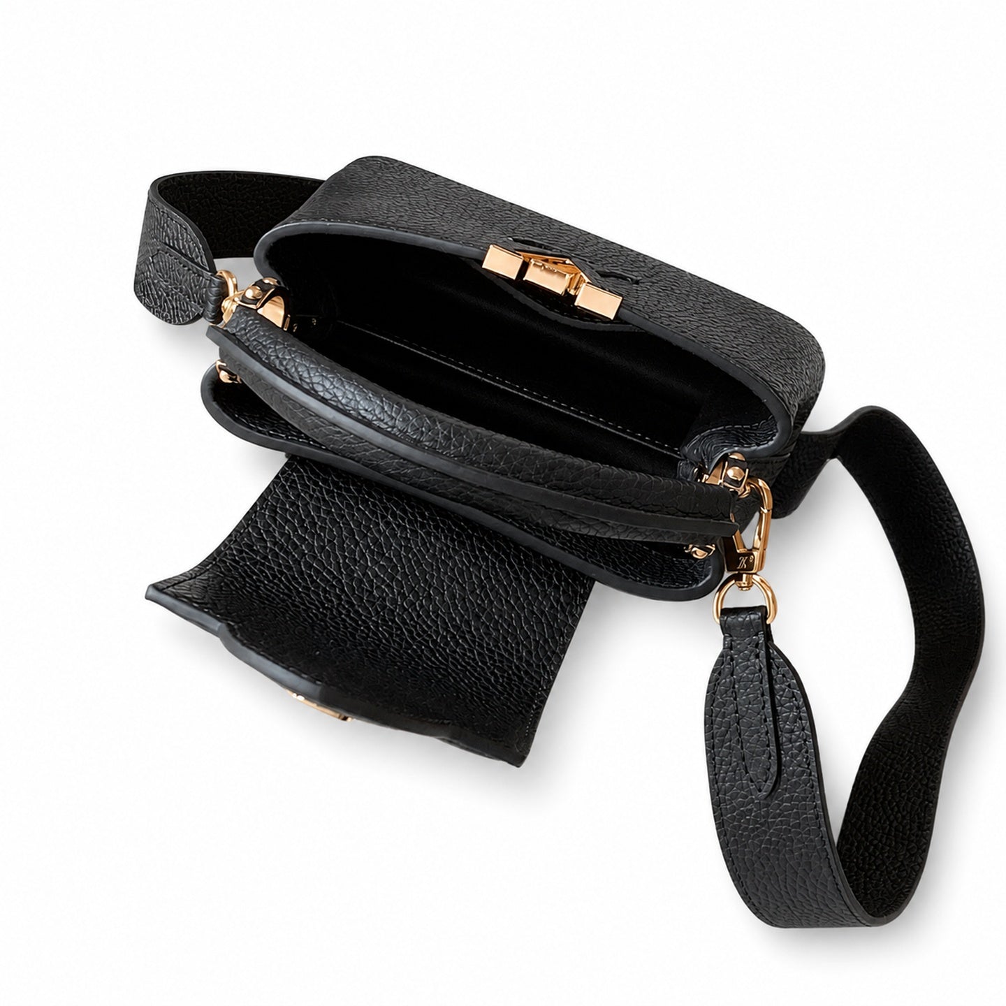 Louis Vuitton Capucines Leather Black Gold Handbag