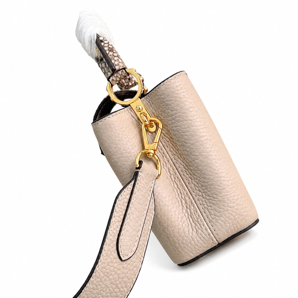 Louis Vuitton Capucines Mini Snakeskin Leather Gray Handbag