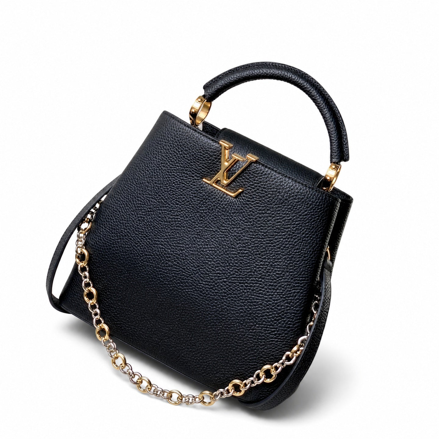Louis Vuitton Capucines Small Leather Black Handbag