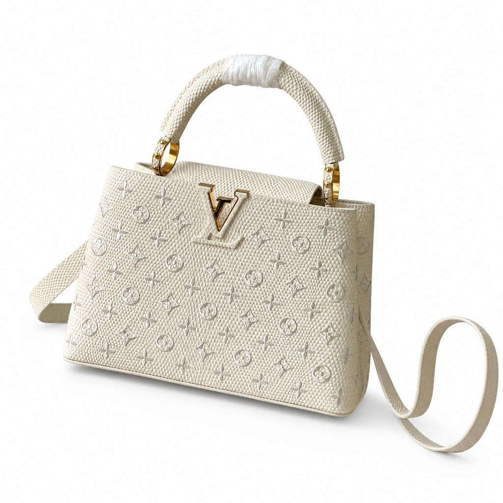 Louis Vuitton Capucines Embroidered Leather White Handbag