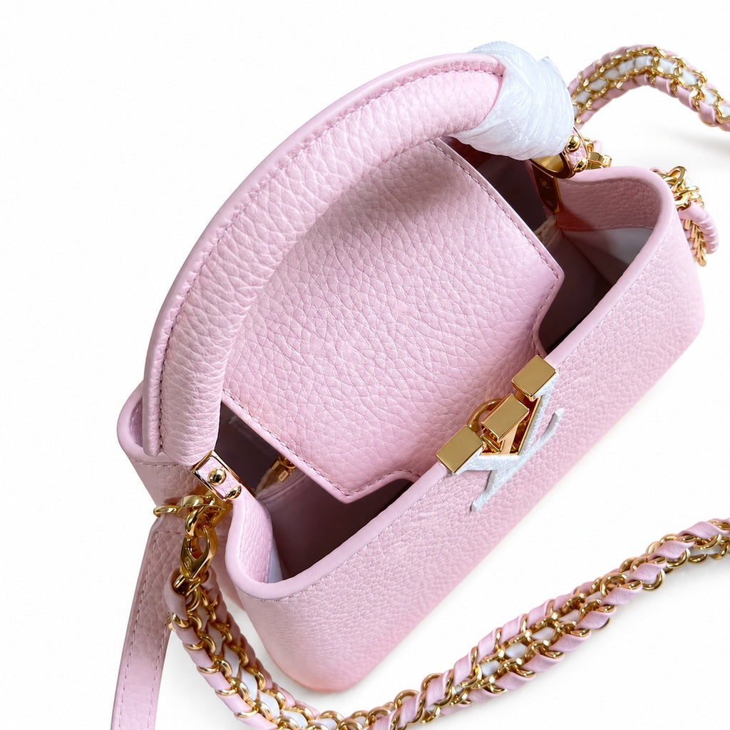 Louis Vuitton Capucines Mini Knit Leather Pink Handbag
