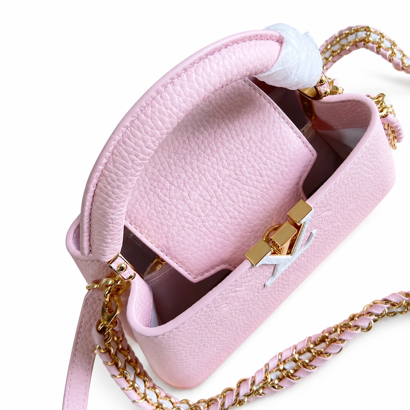 Louis Vuitton Capucines Mini Knit Leather Pink Handbag