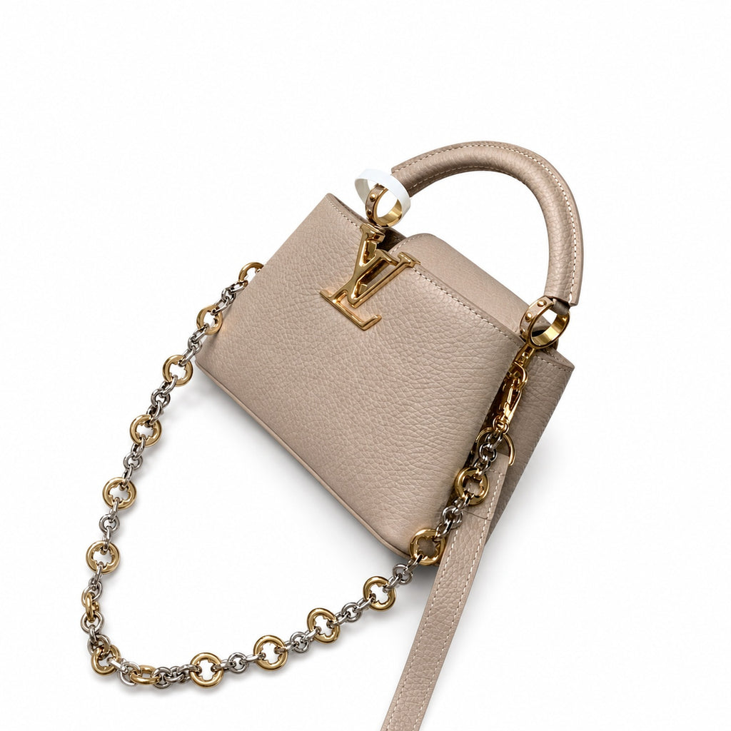 Louis Vuitton Capucines Mini Leather Gray Handbag