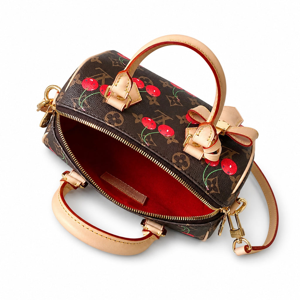 Louis Vuitton Speedy Bandouliere Takashi Murakami Canvas Leather Handbag