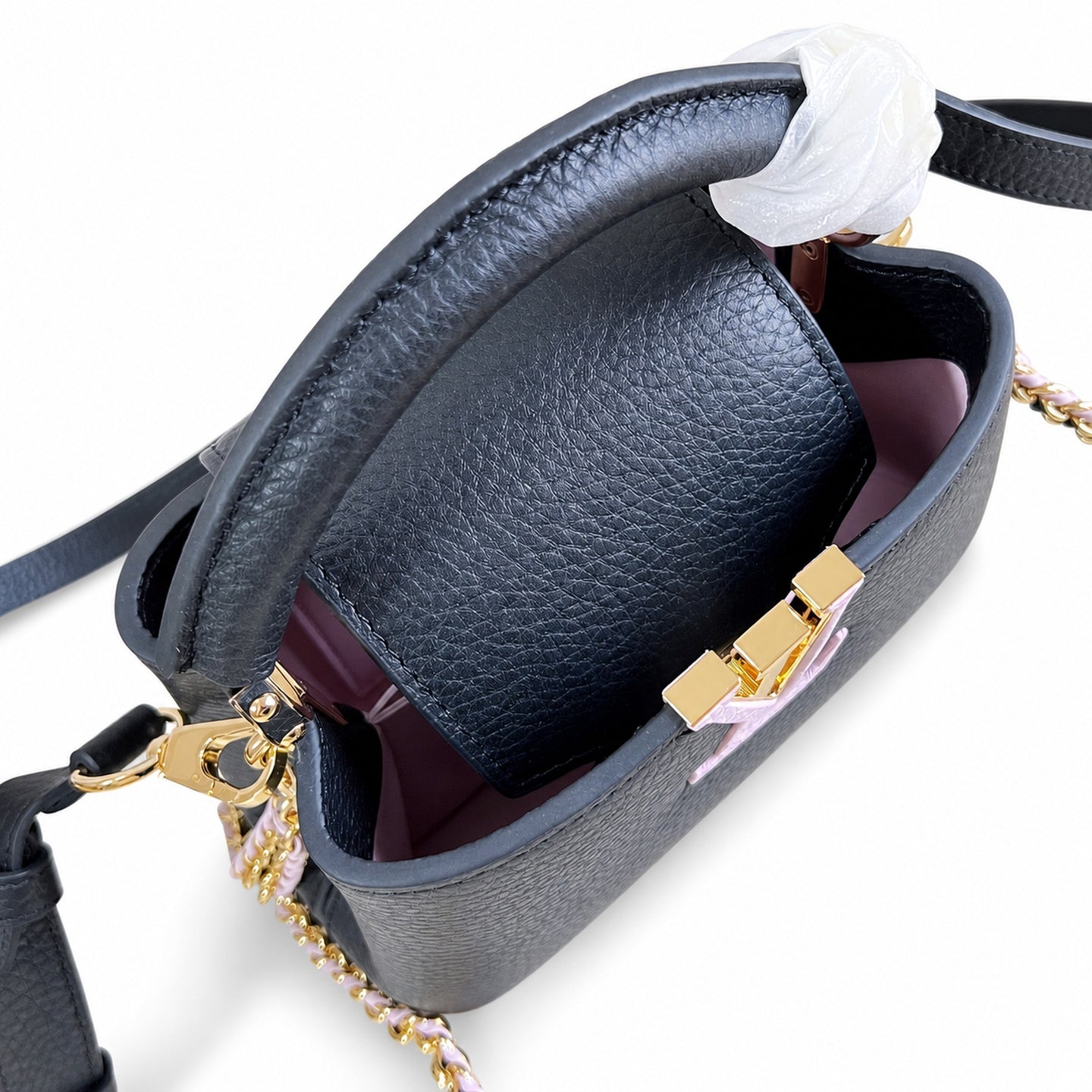 Louis Vuitton Capucines Mini Knit Leather Black Handbag